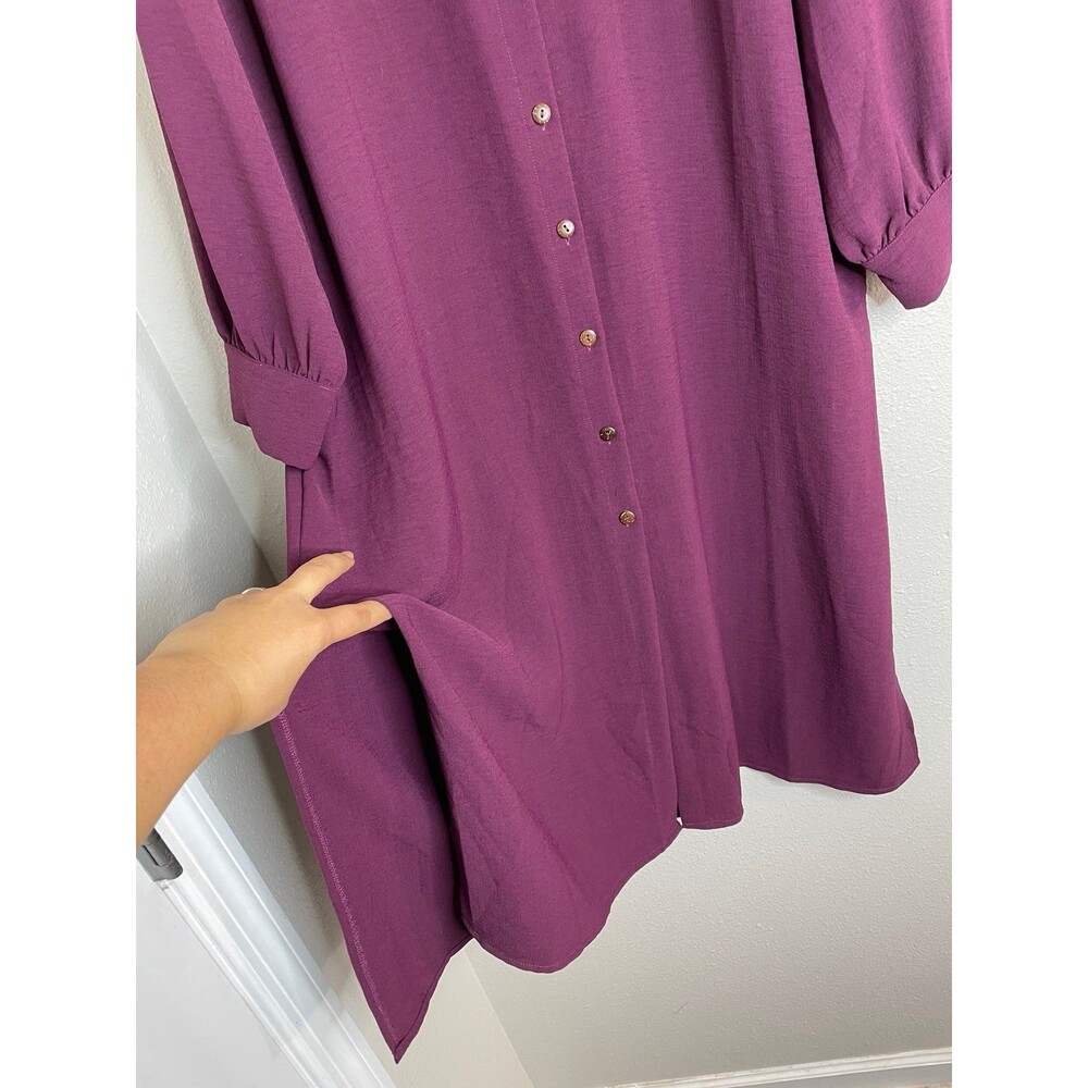 Easel LA Button Front Midi Dress Size Large – Plum Purple, Pockets, Casual Chic - Picture 3 of 6